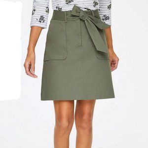 Loft Washed Twill Olive Tie Waist Skirt Size 0 NWT